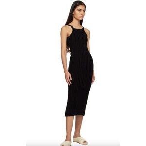 Missing You Already Black Rib Knit Midi Dress in Black Size Small Medium